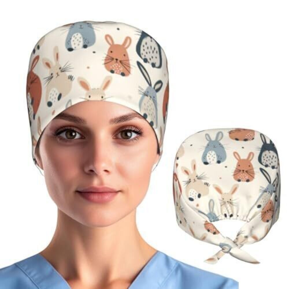 4679 Working Cap Cartoon Childish Bunny Rabbits Hat with Sweatband